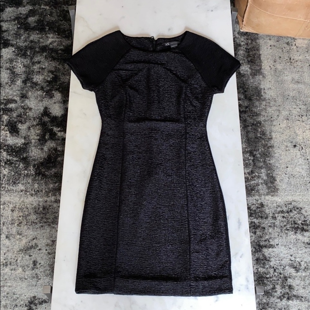 Armani Exchange black textured cocktail dress